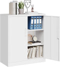 Metal Storage Cabinet with Locking Doors - Secure Counter Height