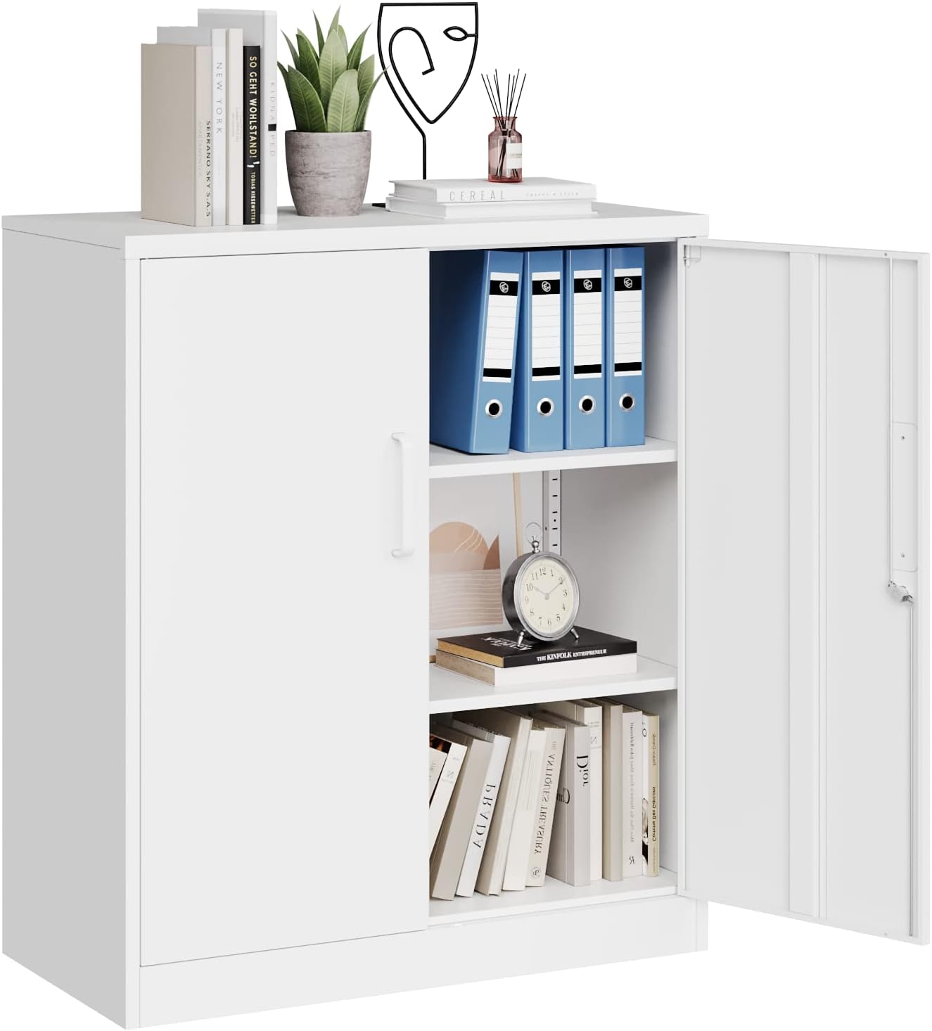 MIIIKO Metal Storage Cabinet with Locking Doors for Home Office