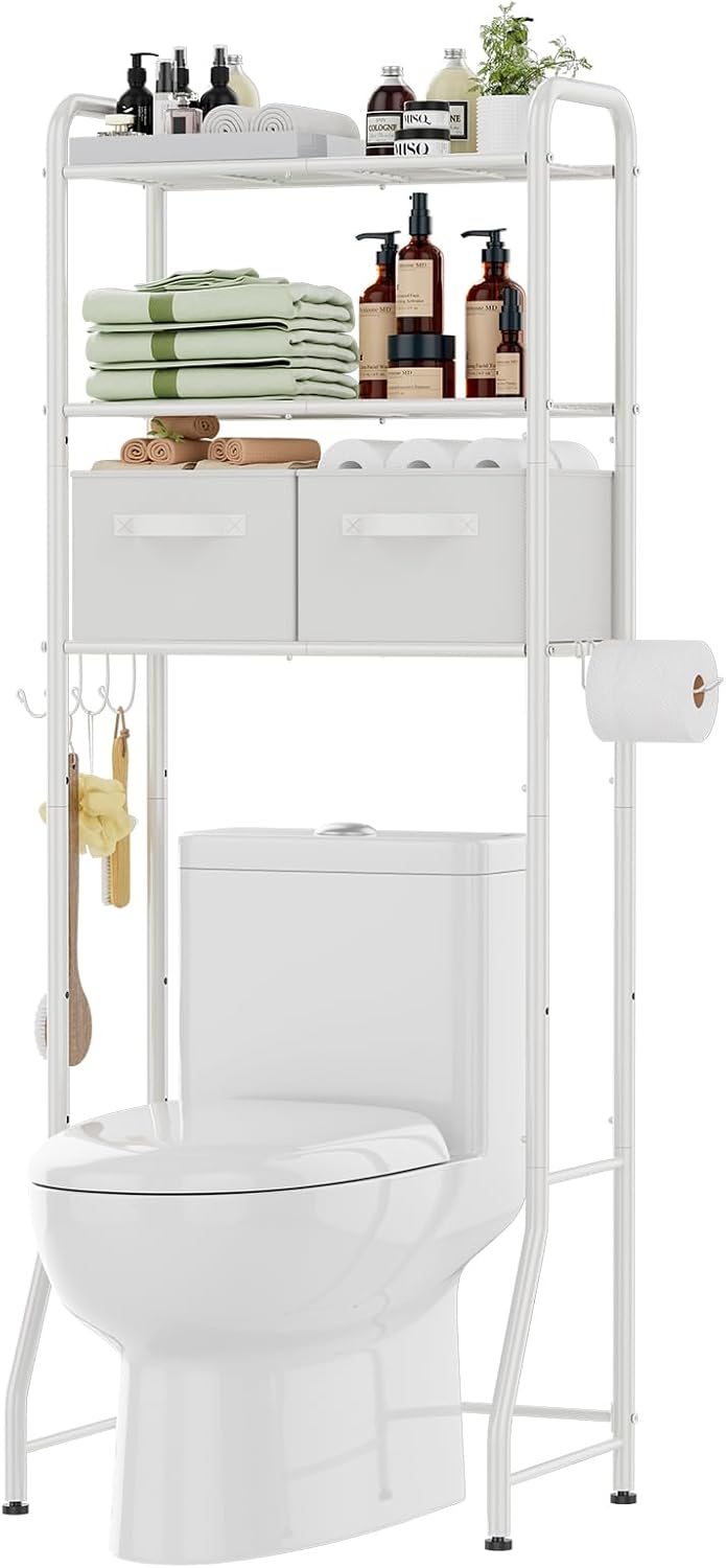Over Toilet Storage Rack with Drawers for Bathroom Organization