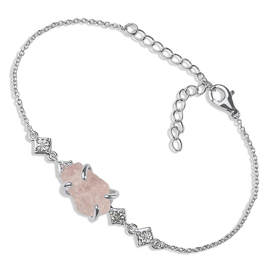 Raw Morganite Chain Bracelet Gift for Her on Any Occasion