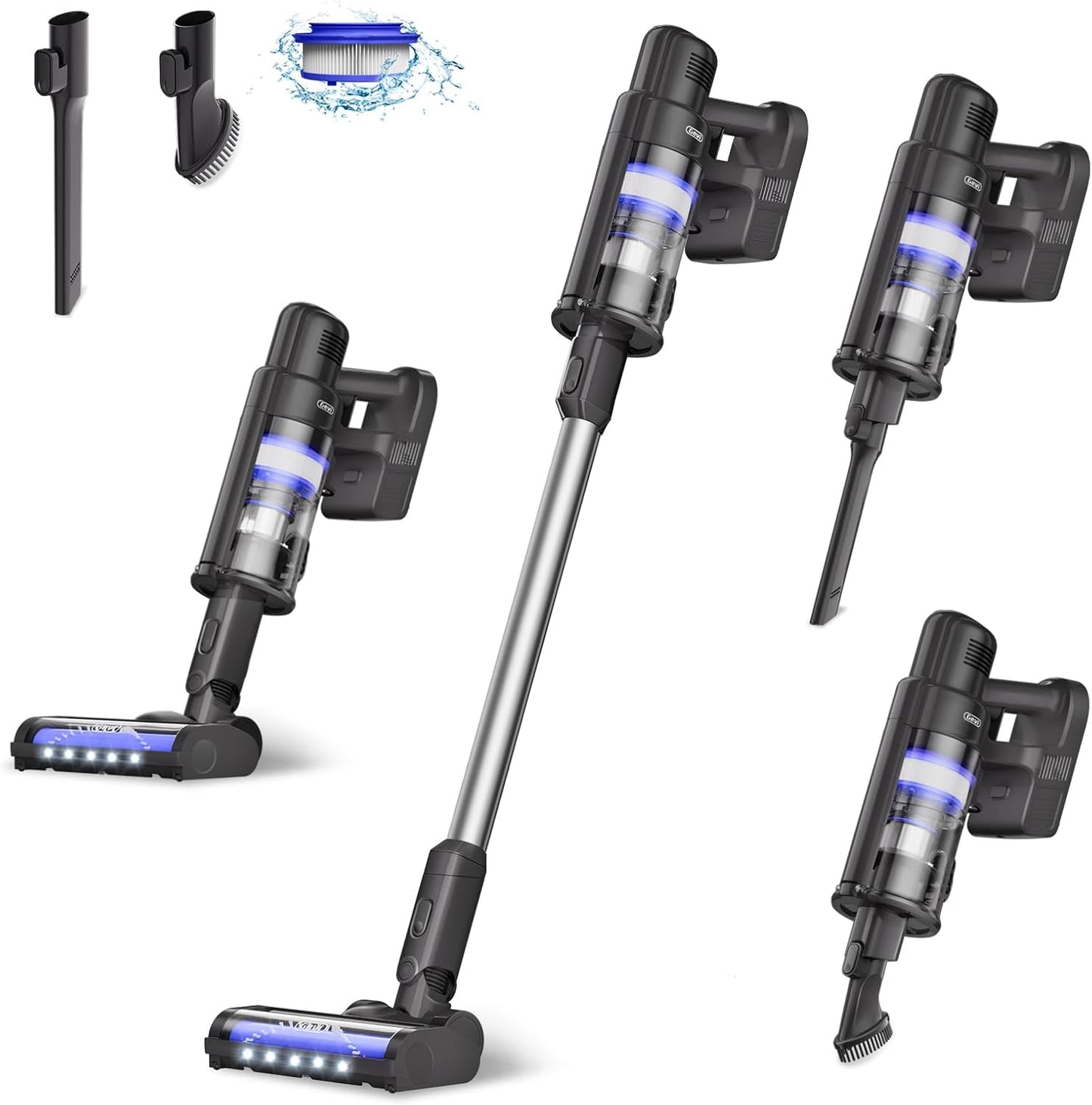 Gevi Cordless Vacuum: 100mins Battery, 38KPA Suction, LED Screen, XL Dust Cup