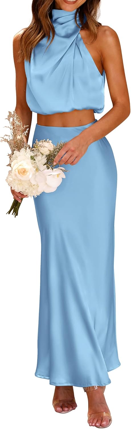 Stylish Women's 2 Piece Satin Outfits for Summer Events