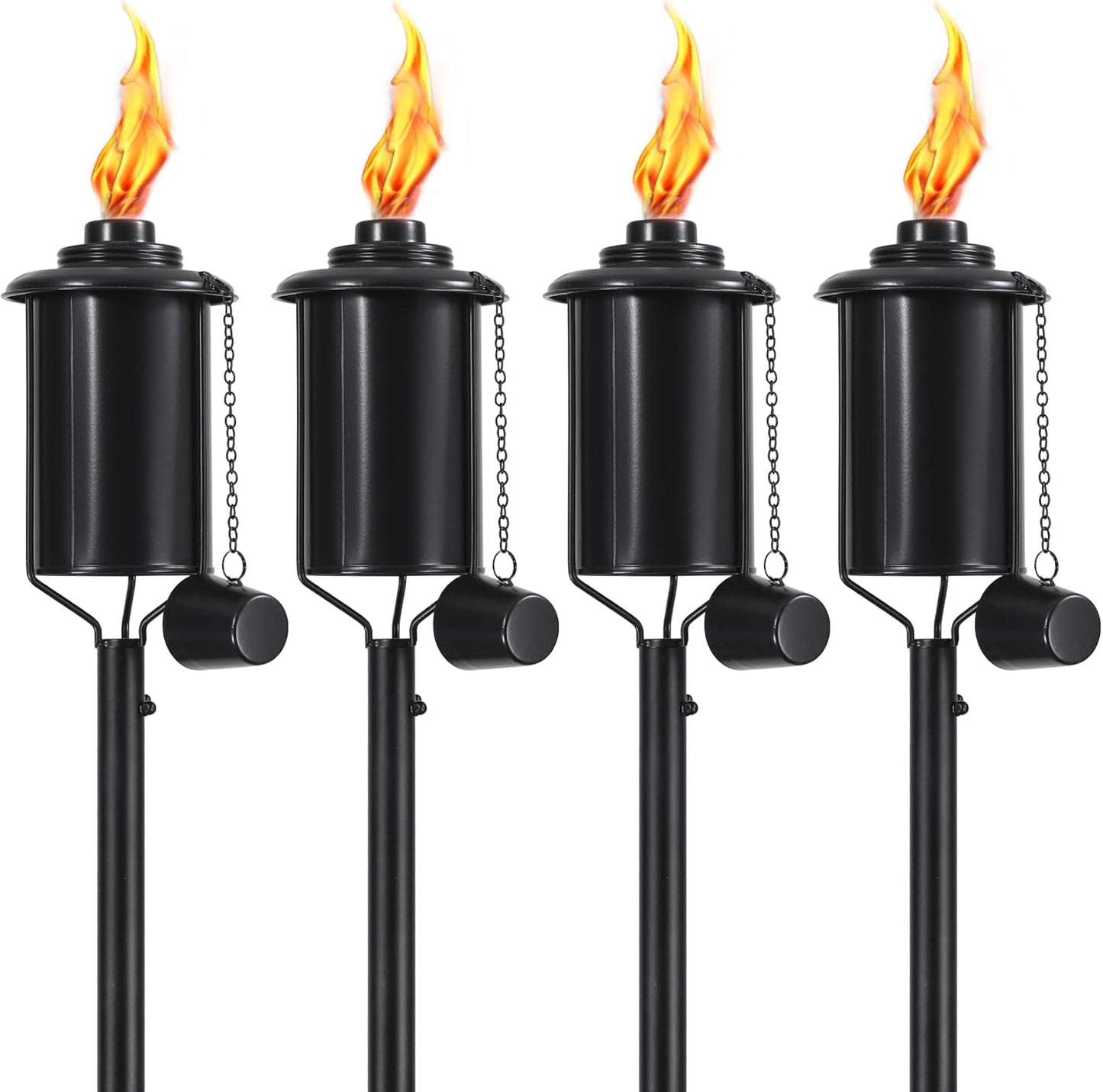 4 Pack Metal Citronella Torches for Outdoor Use, 59-Inch Height