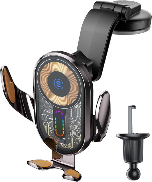 ESSAGER 15W Wireless Car Charger: Fast Auto-Clamping Mount