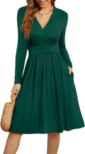 Women's Summer Floral V-Neck Casual Dress with Pockets - Knee Length