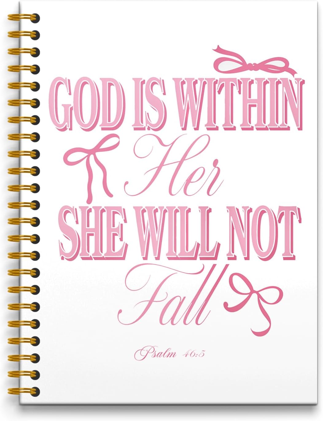 Christian Pink Bow Notebook, Empowering Scripture, Preppy Style