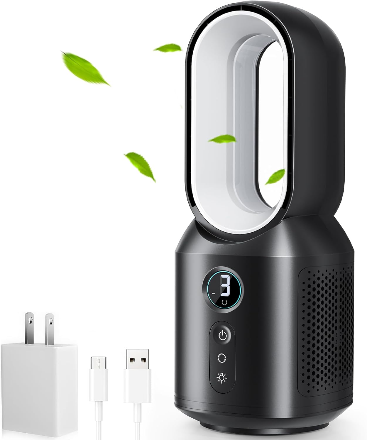 let'me 13 Inch Bladeless Desk Fan with Touch Control and Night Light