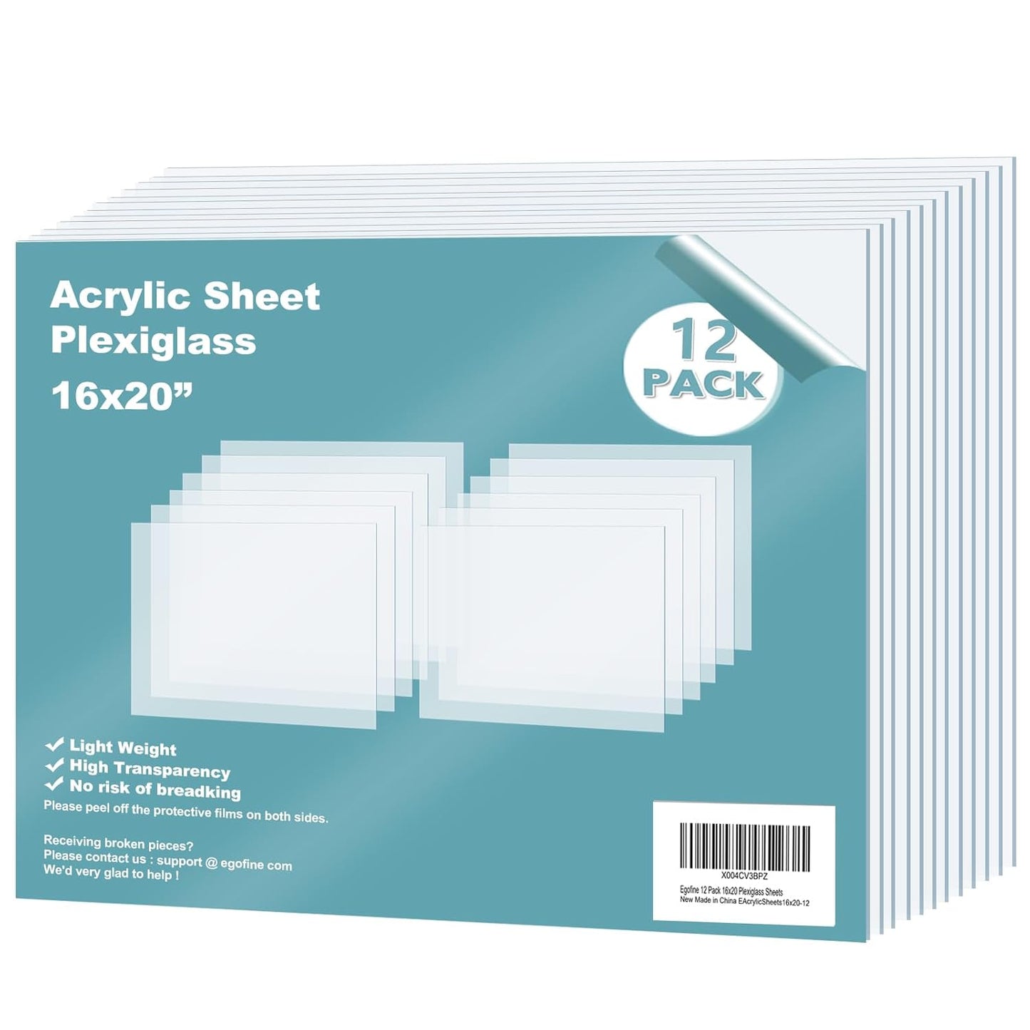 Plexiglass Sheets for Crafting Projects - 12 Pack Clear Acrylic
