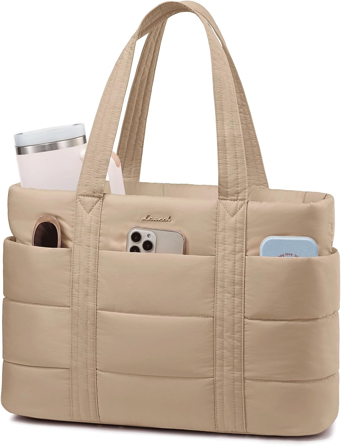 LOVEVOOK Large Puffer Tote Bag for 15.6 Inch Laptop Travel