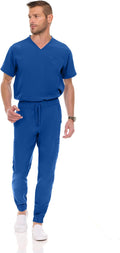 Medichic Men's Workwear Stretch V-Neck Scrub Joggers Set - Seven