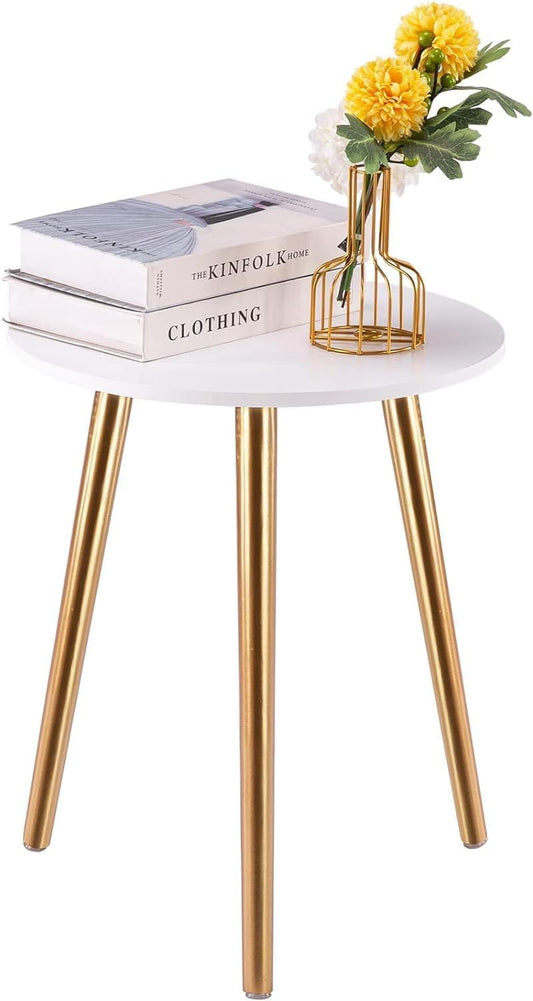Apicizon Round Side Table - Elegant Gold Nightstand for Home