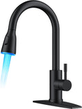 FORIOUS LED Kitchen Faucet with Pull Down Sprayer - Color Temp Safety