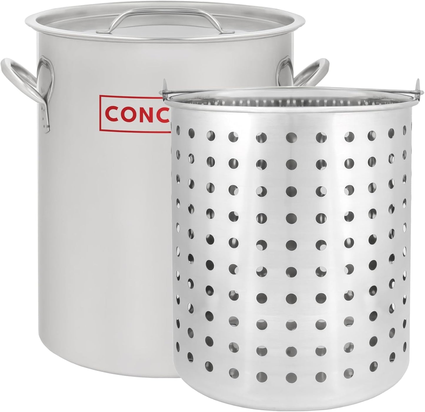 Concord 36 QT Stainless Steel Stock Pot with Basket for Cooking