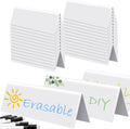 Dry Erase Name Tent Cards 20 Sets with Black Markers - Reusable Desk