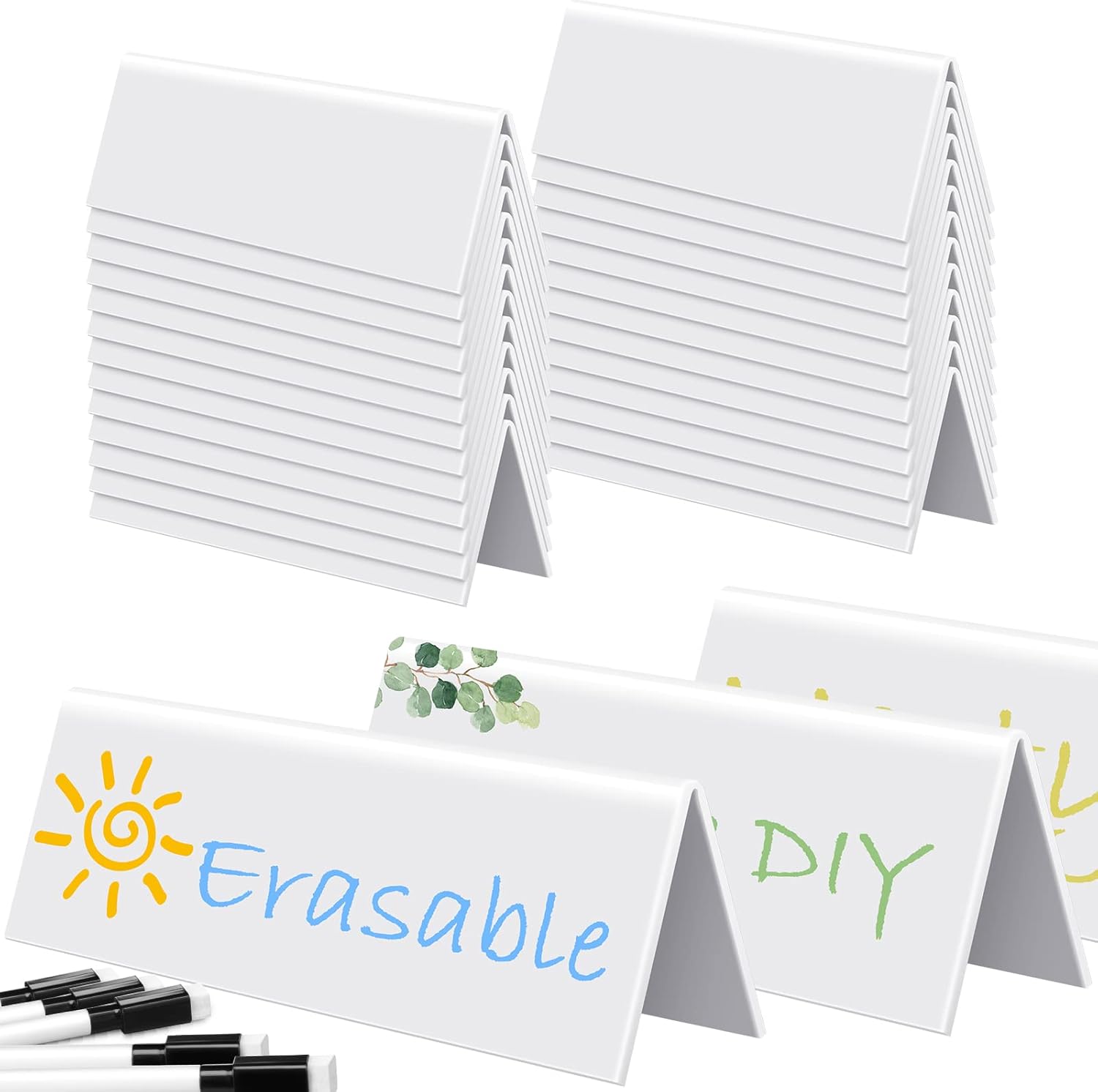 Reusable Dry Erase Name Tent Cards for Classroom and Office Use