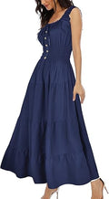 Womens Sleeveless Boho Maxi Long Dress - Flowing Viscose Fit