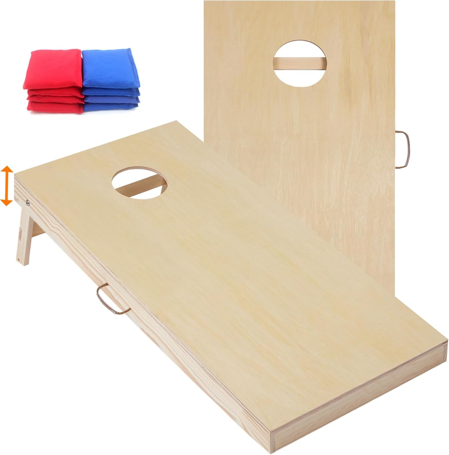 Cornhole Set 4ftx2ft Solid Wood Boards with Bags for Outdoor Fun