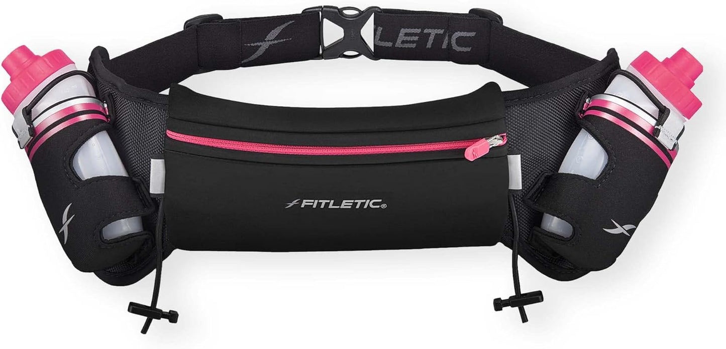 Fitletic Hydration Running Belt with Bounce Free Design & Bottles