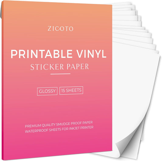 15 Waterproof Glossy Vinyl Sheets - Print Beautifully!