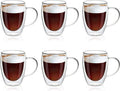 MEWAY 12oz Double Wall Glass Coffee Mugs 6-Pack - Insulated Everyday