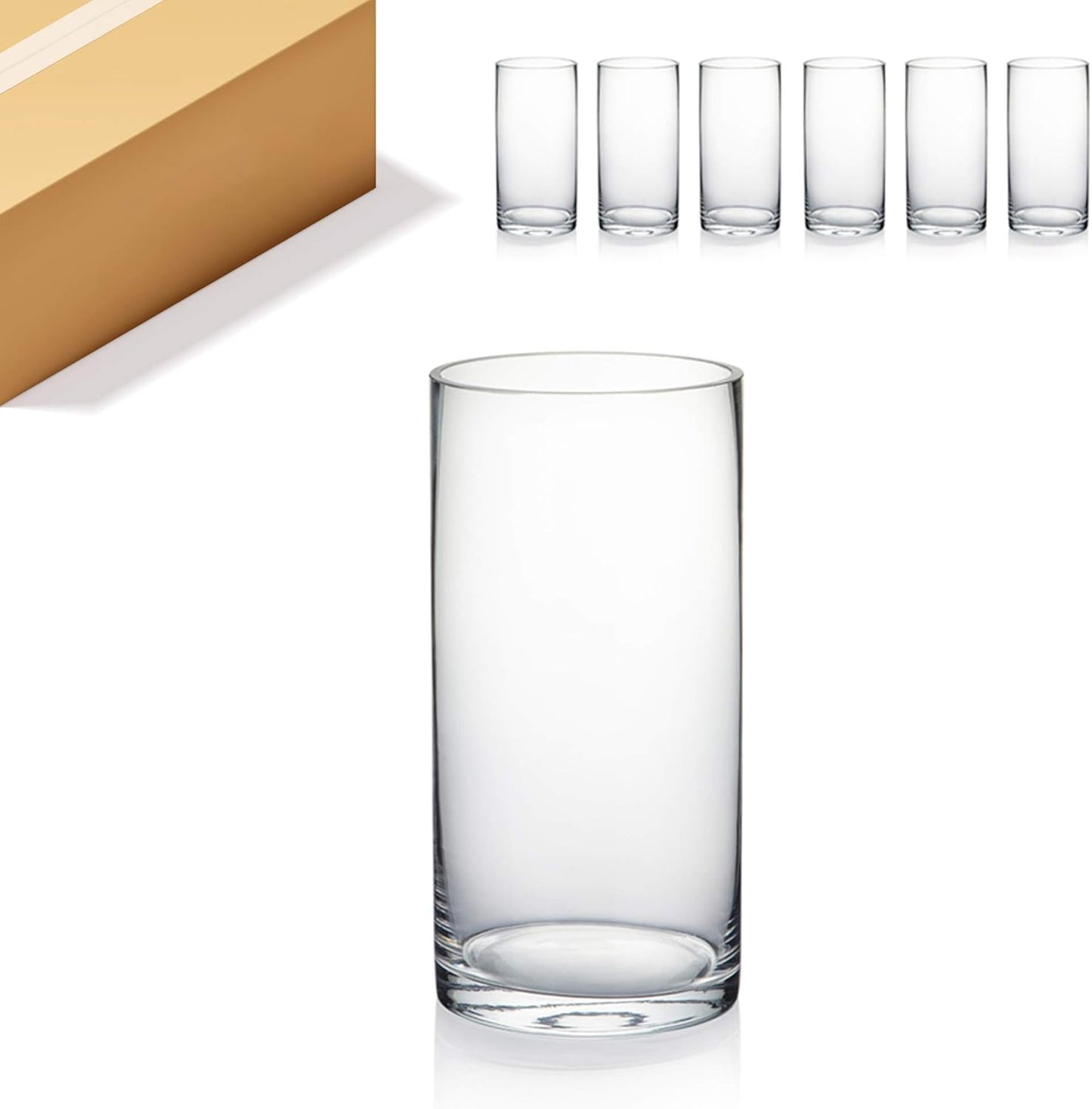 Quality Thick Weighted Clear Cylinder Glass Vases for Decor