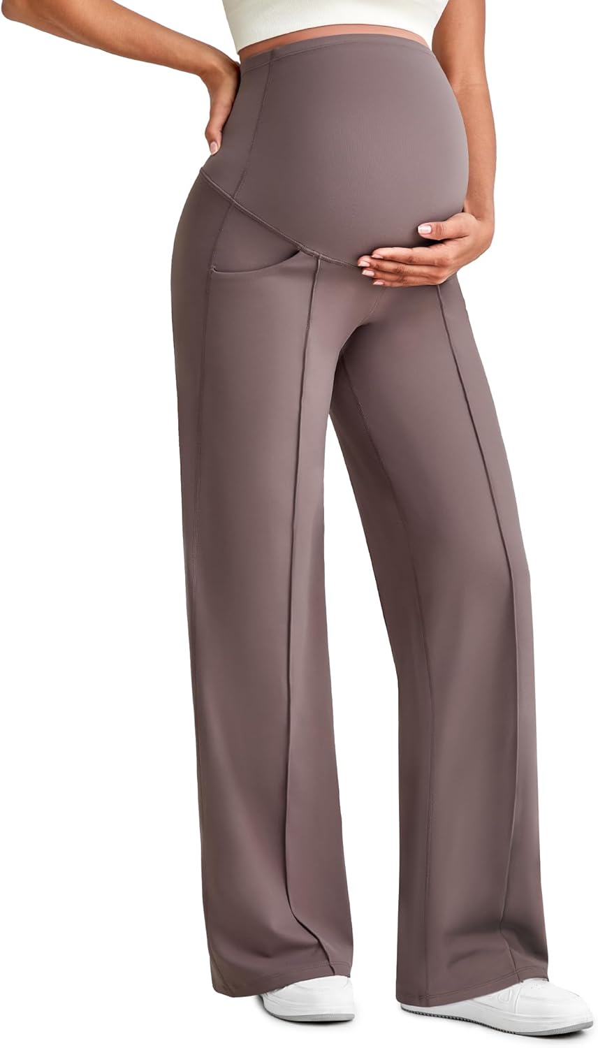 G4Free Maternity Dress Yoga Pants with Pockets for Comfort