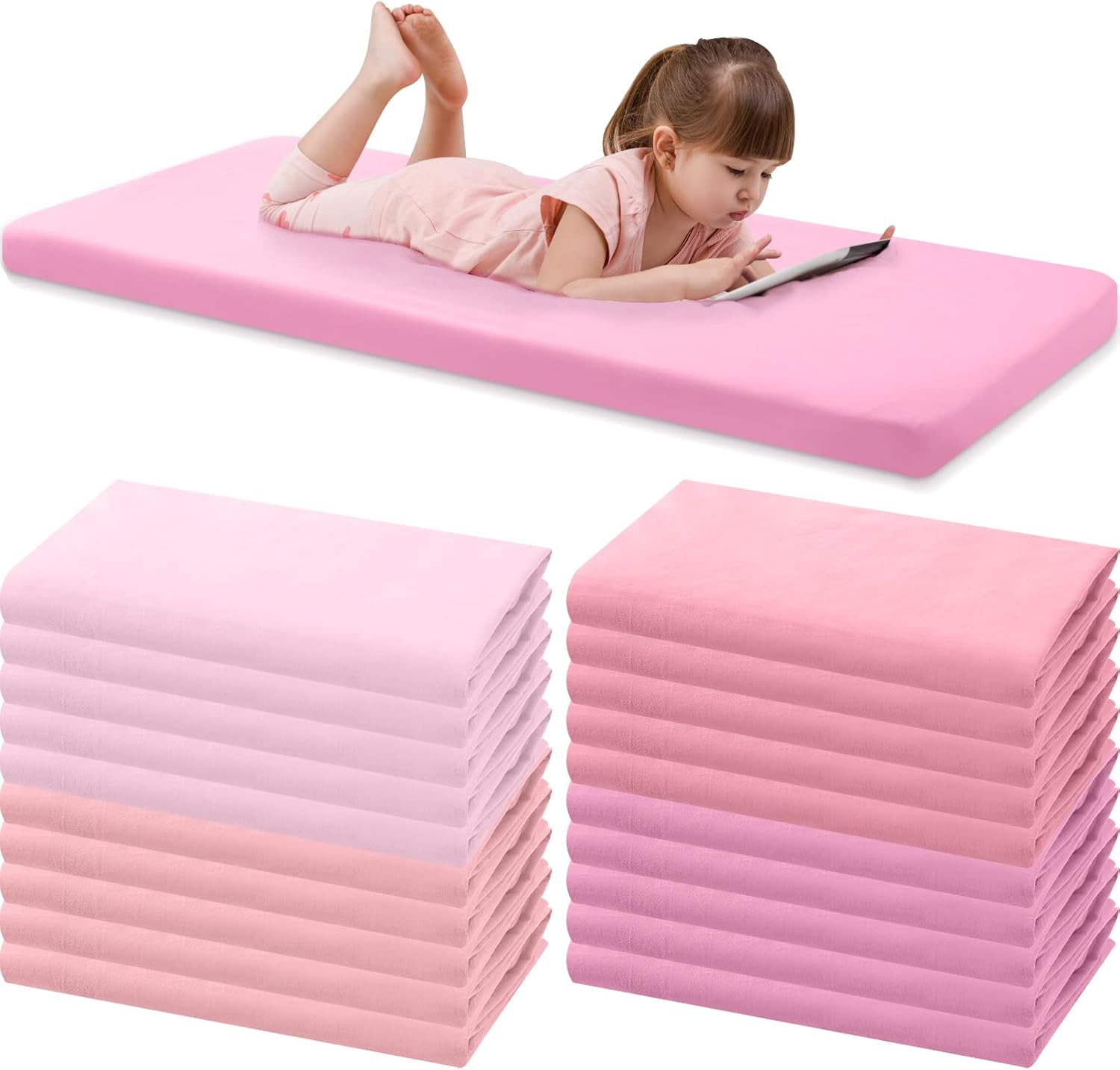 20 Pcs Fitted Crib Sheets for Daycare, Soft Cotton Toddler Sheets