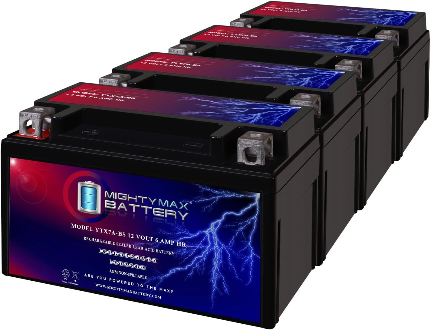 Mighty Max Battery YTX7A-BS 12V 6AH Sealed Lead Acid Battery