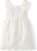 Girls Flutter Sleeve Linen Blend Dress - Above-the-Knee Spring Style