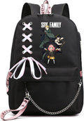 ISaikoy Anime Anya Forger Backpack Bookbag Daypack with USB Port