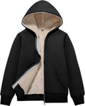 Unisex Kids Sherpa Lined Fleece Zip Hoodie - Warm Winter Jacket