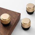 12 Pack 1 Inch Cabinet Knob Gold and Black Knurled - Durable Set