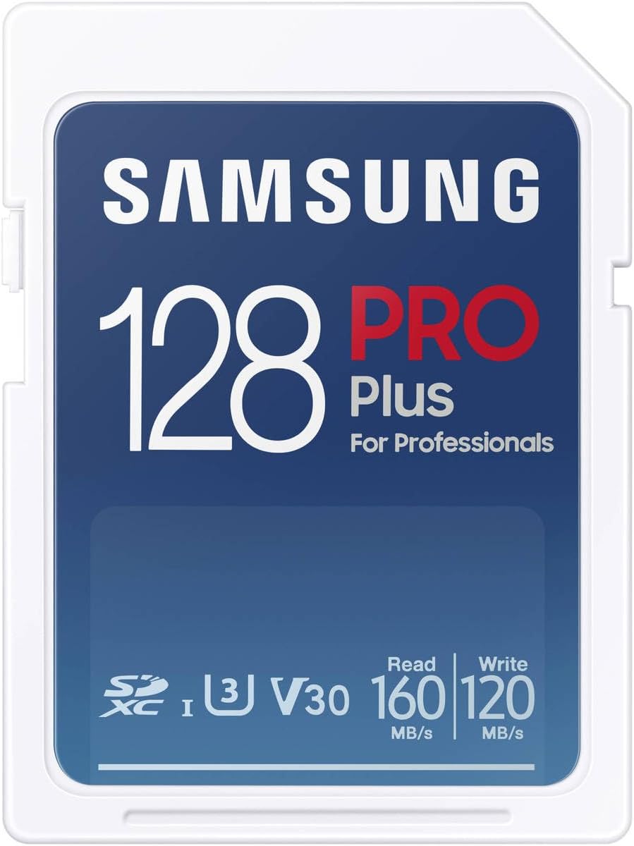 SAMSUNG PRO Plus 128GB SDXC Memory Card - Up to 180 MB/s Speed for Crisp 4K Footage!