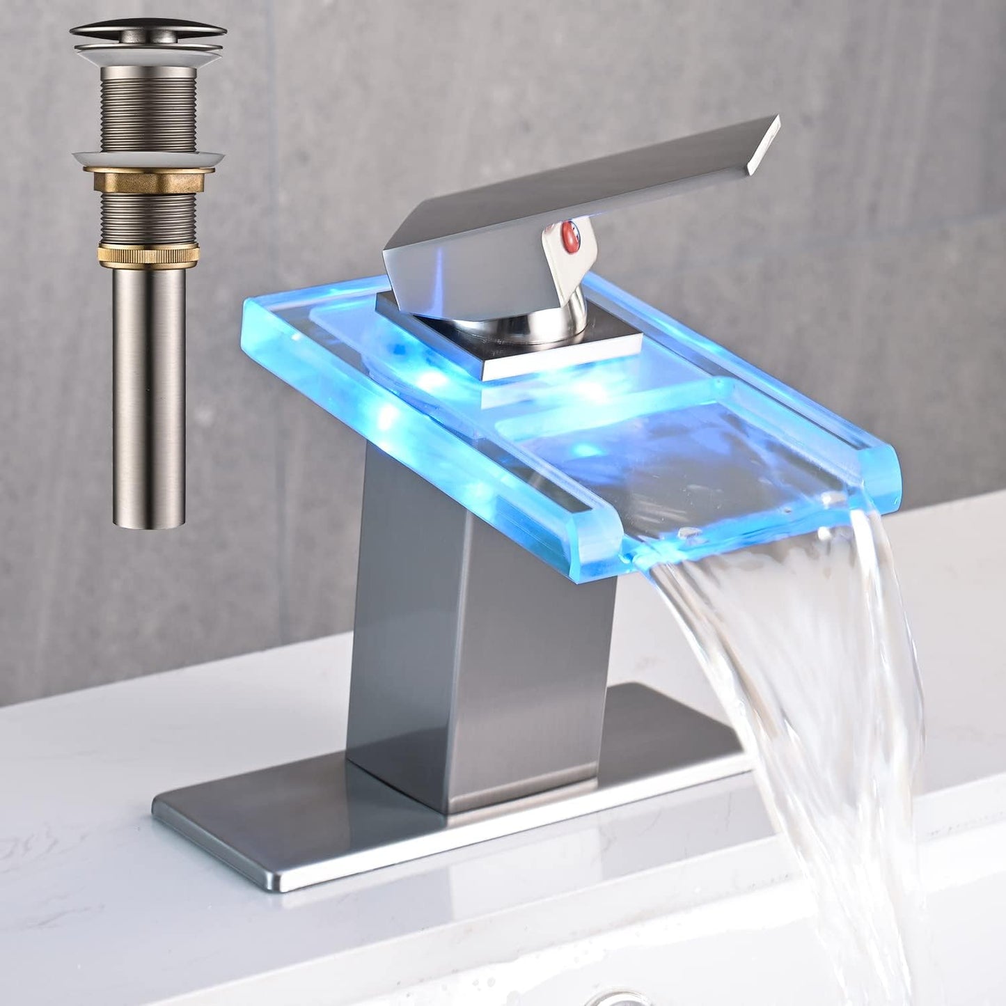 AVSIILE LED Bathroom Sink Faucet with Waterfall Design