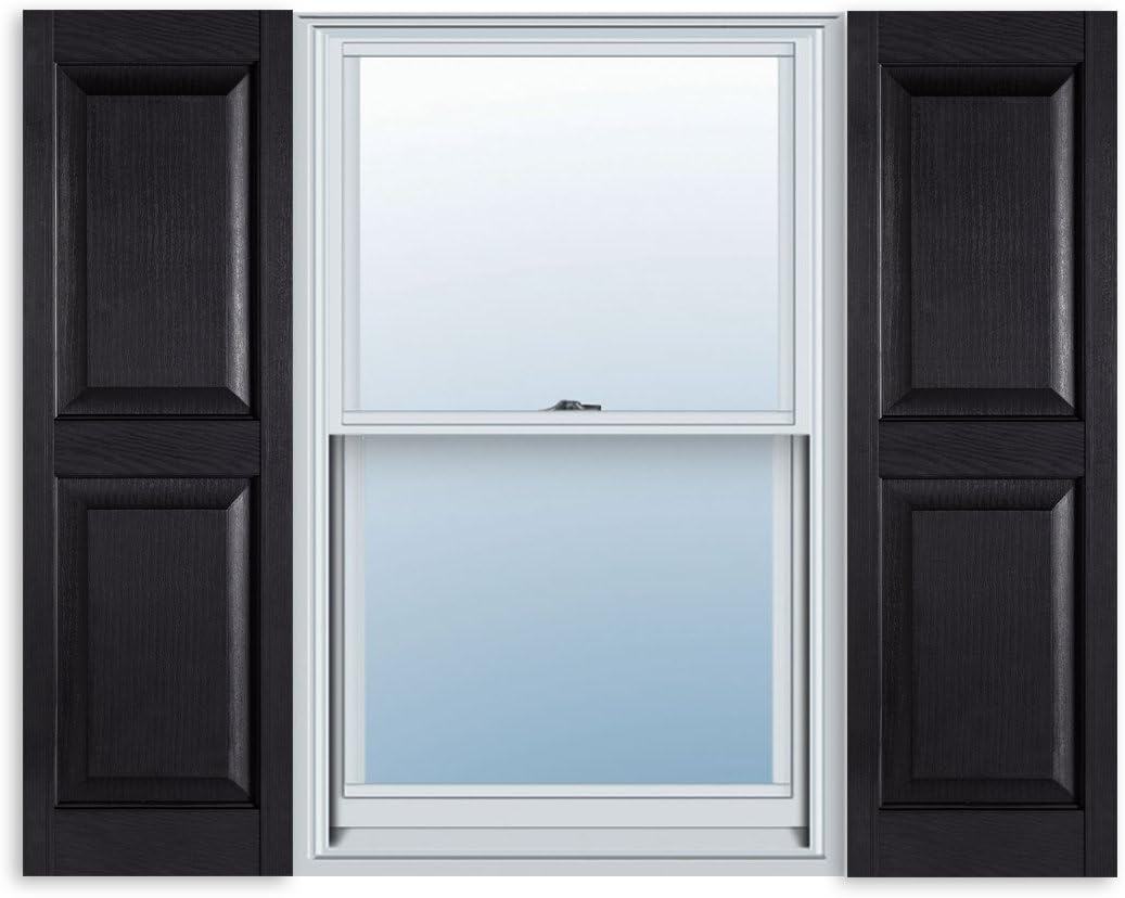Exterior Solutions Standard Raised Panel Vinyl Shutters, Black Pair
