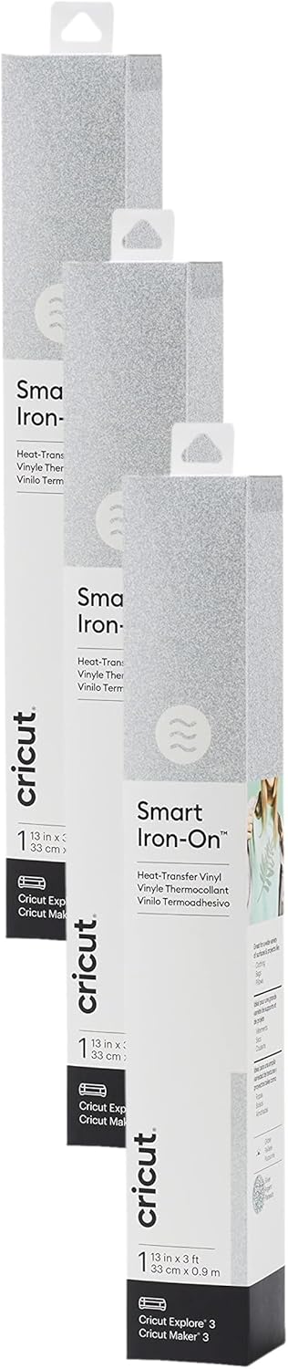 Cricut Smart Iron On Glitter Silver 3-Pack for Creative Projects