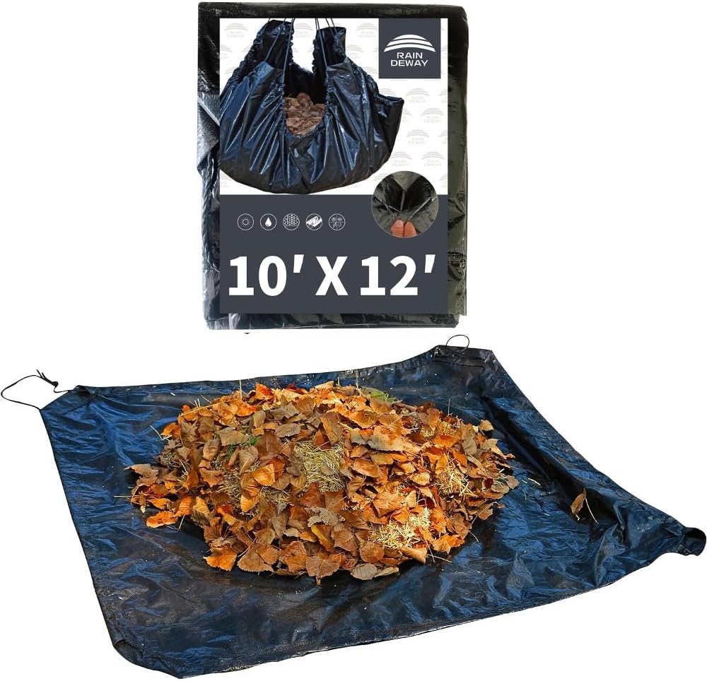Drawstring Yard Tarp - 10x12 Ft Heavy Duty Waterproof Tarp
