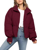 Cropped Puffer Jacket for Women - Warm Short Quilted Coat