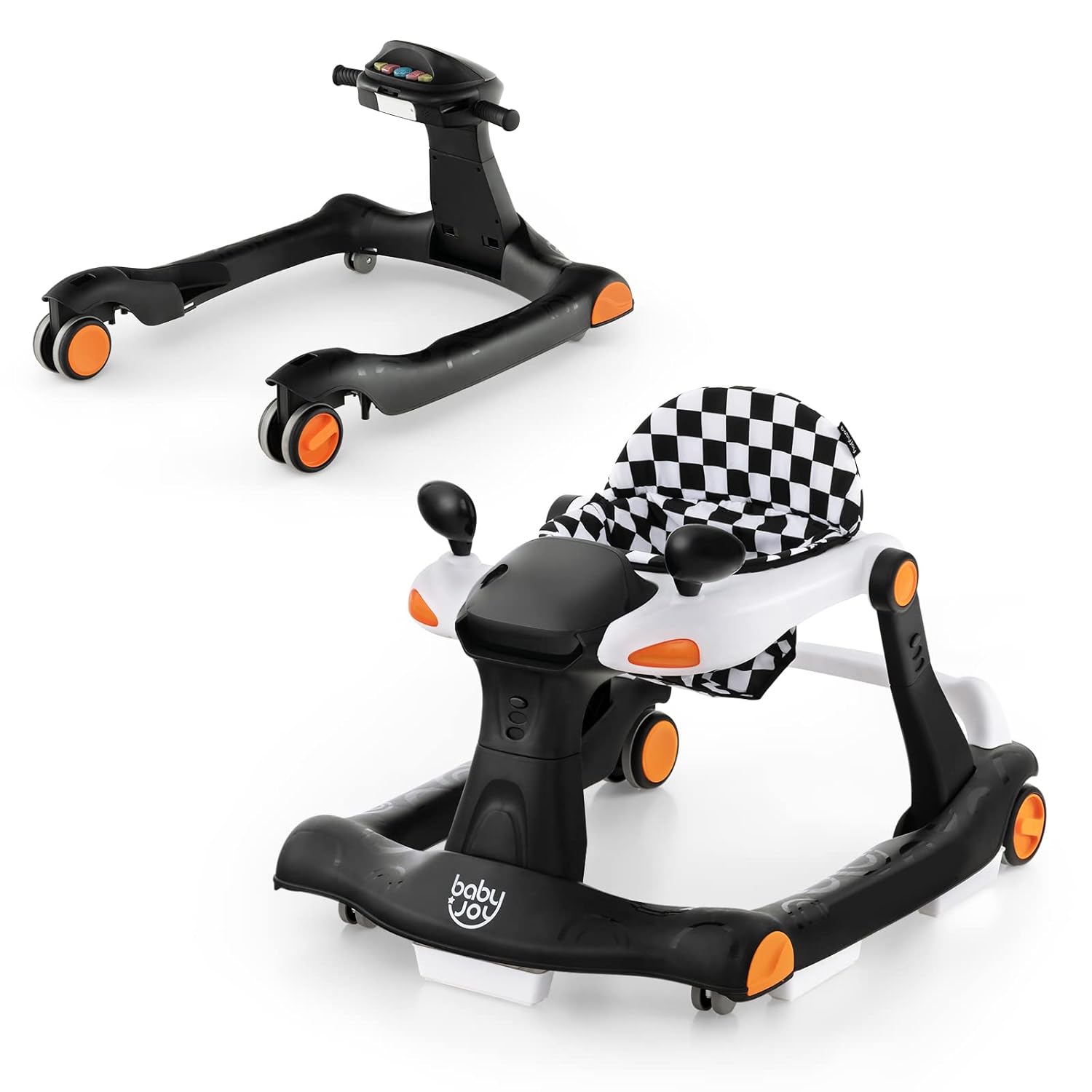 BABY JOY Foldable 2-in-1 Walker with Music & Lights