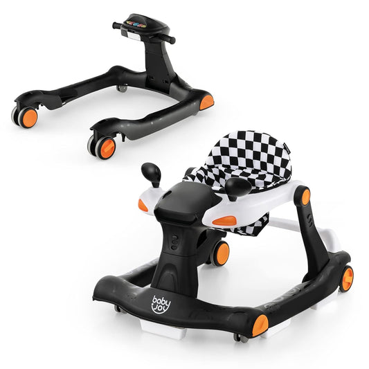 BABY JOY Foldable 2-in-1 Walker with Music & Lights