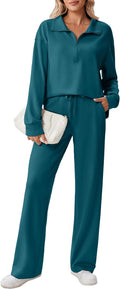 PINSPARK 2 Piece Sweatsuit 1/2 Zip Loose Fit Pants - Comfortable Fall