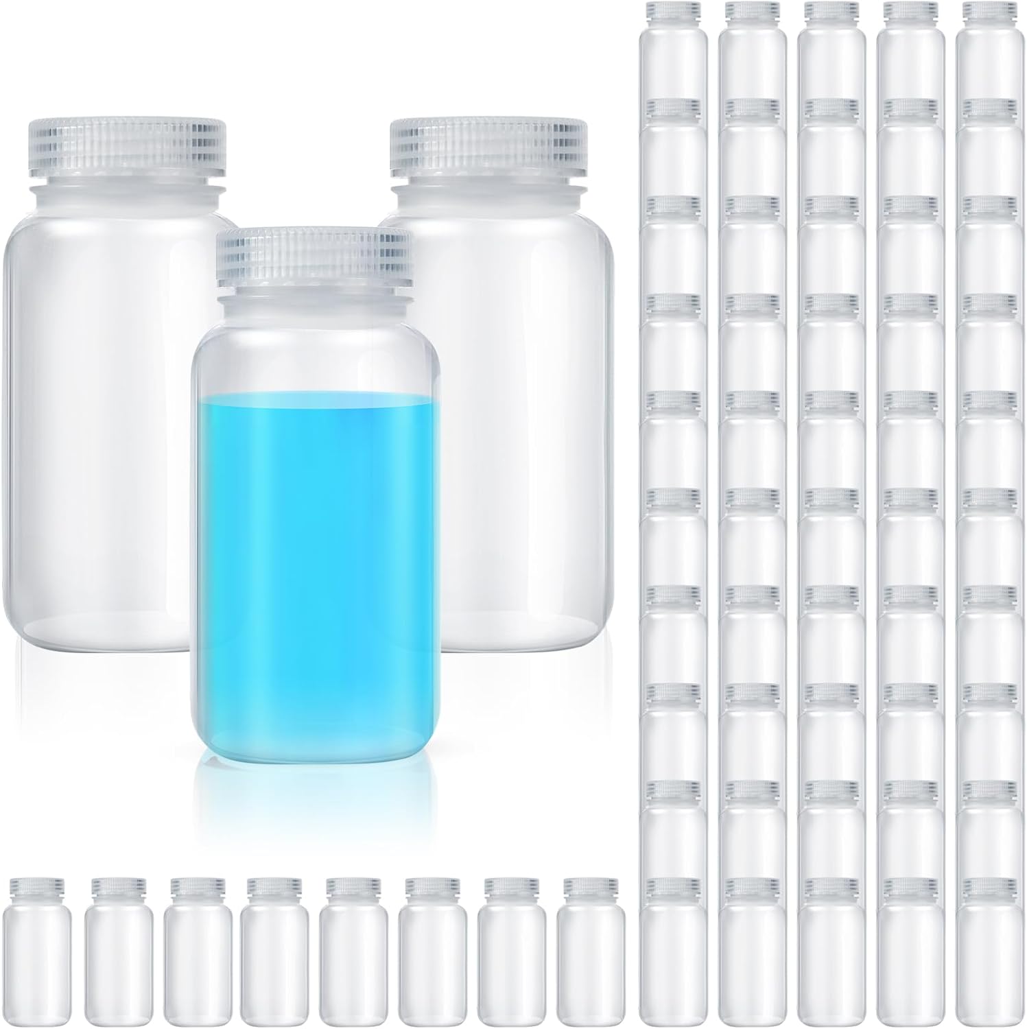 Tatuo 60 Pcs 8oz Plastic Sample Bottles for Lab Use and Storage