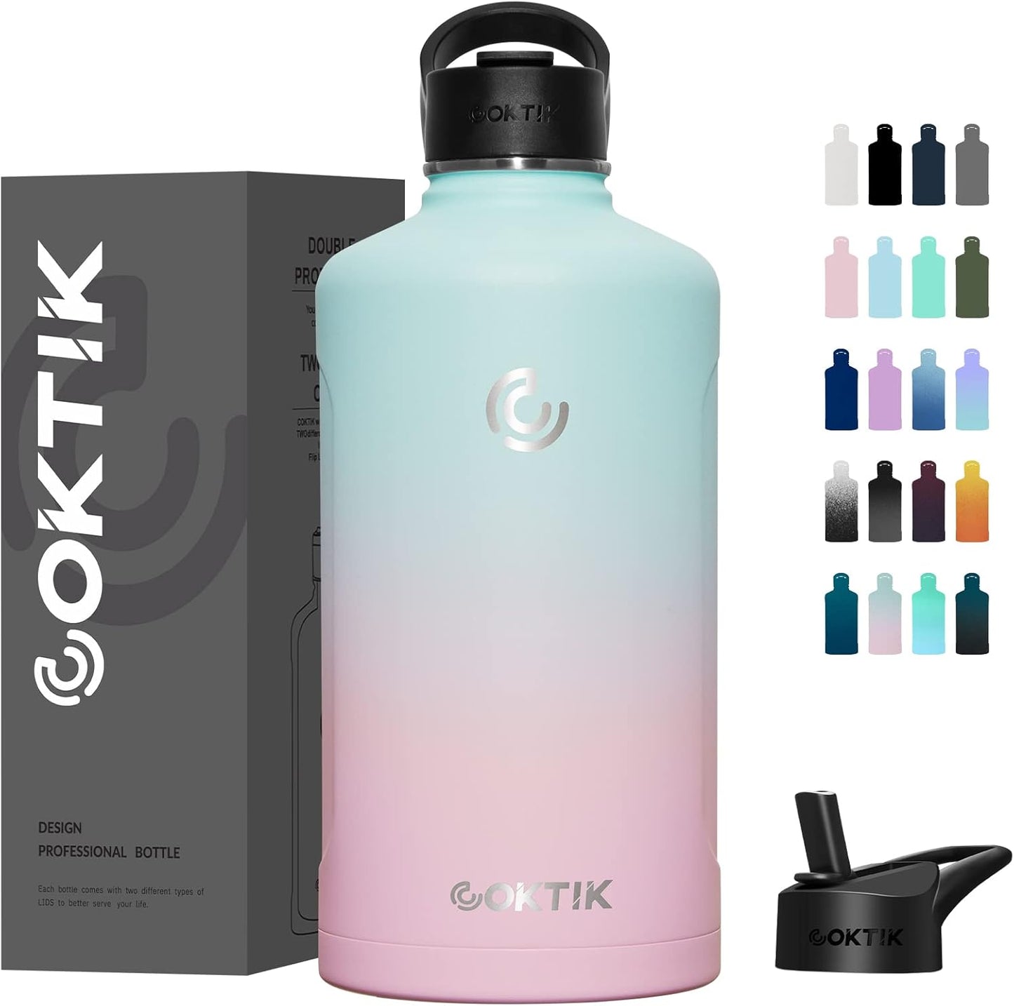 COKTIK 128 oz Insulated Water Bottle for Sports and Fitness