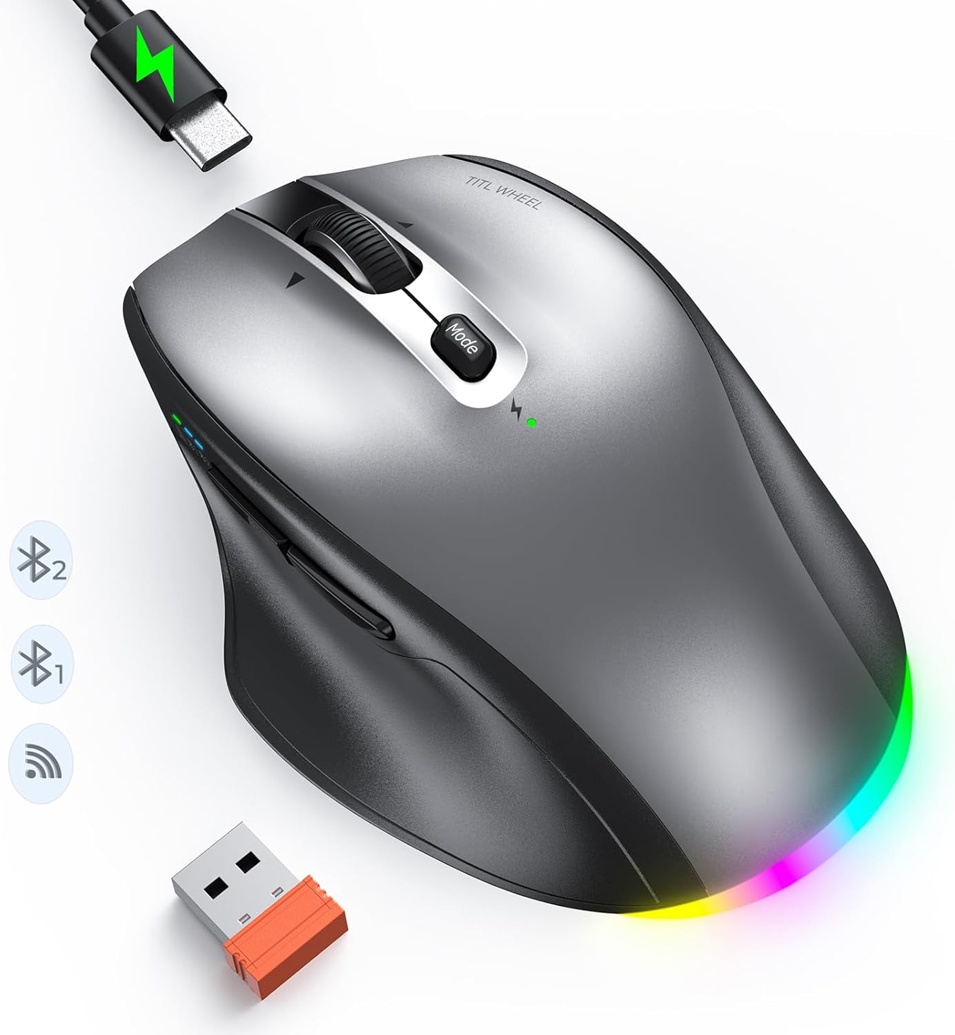 Doci Wireless Bluetooth Mouse: Rechargeable Ergonomic Design