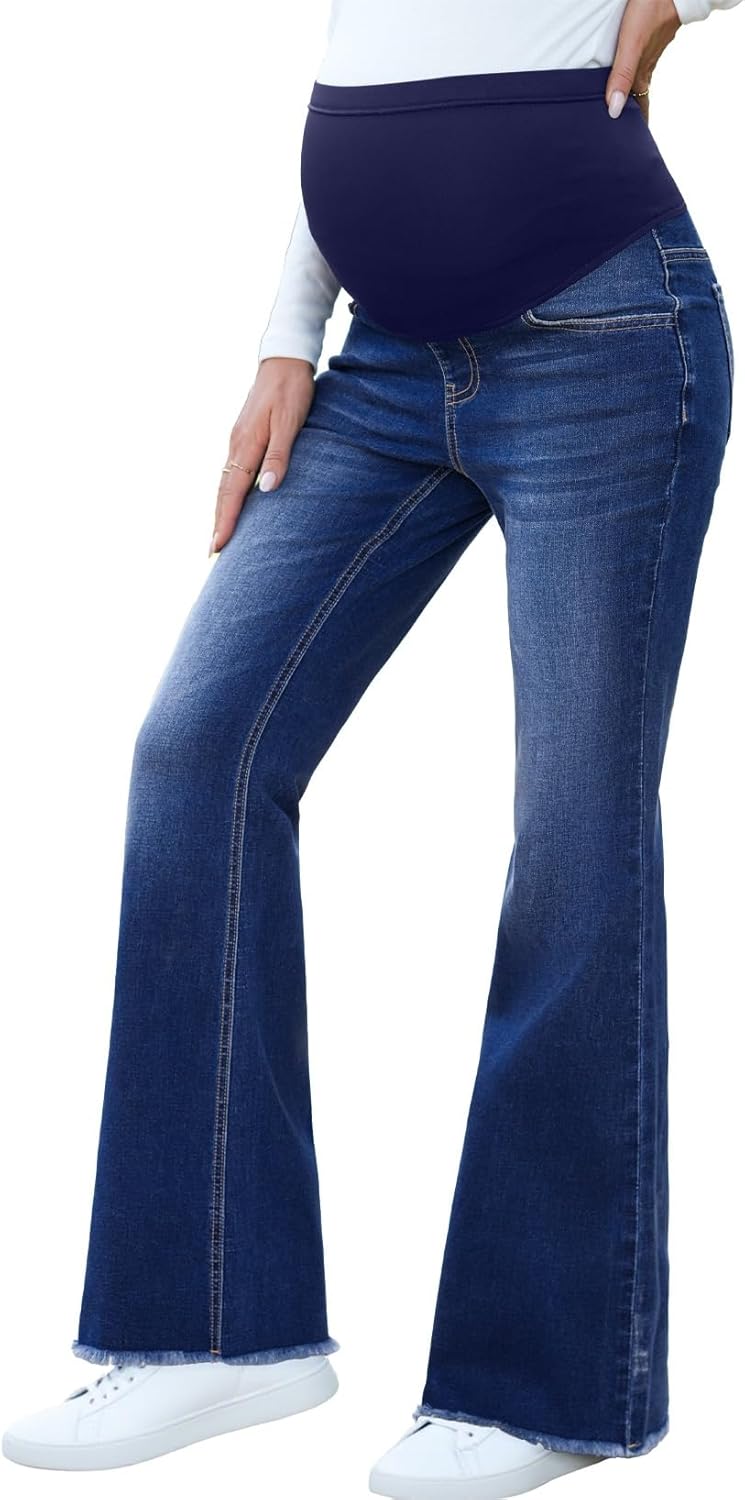 BLENCOT Maternity Jeans for Women - Comfy Over Belly Pants