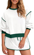 Fisoew Womens 2-Piece Crewneck Sweatshirt and Skort Set - Comfortable
