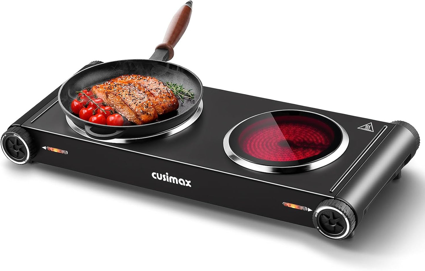 Cusimax Hot Plate Electric Stove with Double Cast Iron Burners