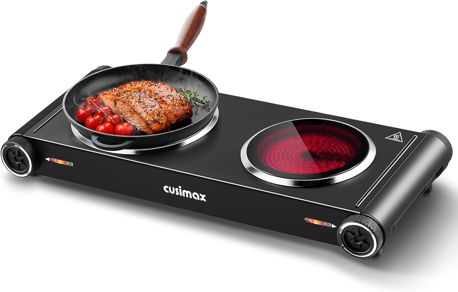 Cusimax Hot Plate Electric Stove with Double Cast Iron Burners