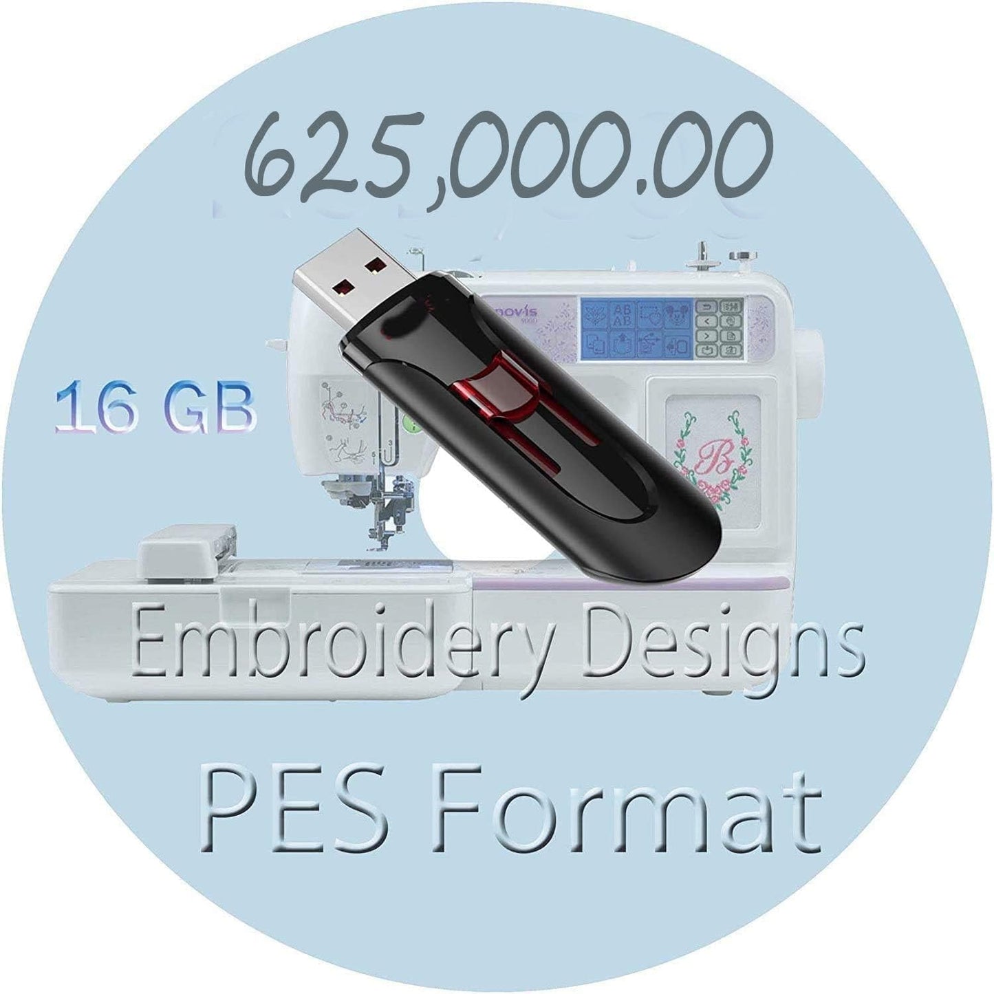550,000 Brother Machine PES Designs on USB - Custom Embroidery