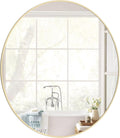 32 in Round Mirror Gold Large Circle Wall Mirror - Modern Metal Frame